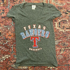 EUC Texas Rangers women’s v-neck short sleeve T shirt. MLB Genuine‎ Merchandise